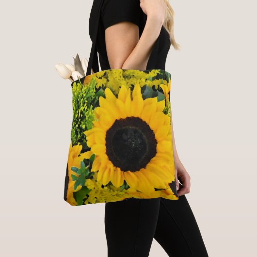 Gele zonnebloem tote bag (Dichtbij)
