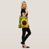 Gele zonnebloem tote bag (Op model)