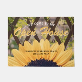 Gele zonnebloem Trellis Real Estate Open House Deurmat