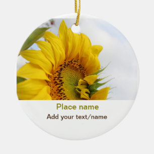 Gele zonnebloem tuin toevoegen foto tekst naam rei keramisch ornament