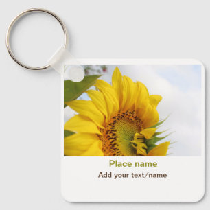 Gele zonnebloem tuin toevoegen foto tekst naam rei sleutelhanger