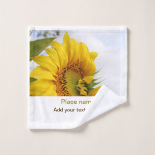 Gele zonnebloem tuin toevoegen foto tekst naam rei washandje
