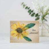 Gele Zonnebloem Verandering van Adres Briefkaart (Staand voorkant)