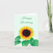 Gele Zonnebloem Verjaardag Kaart - (Voorkant)