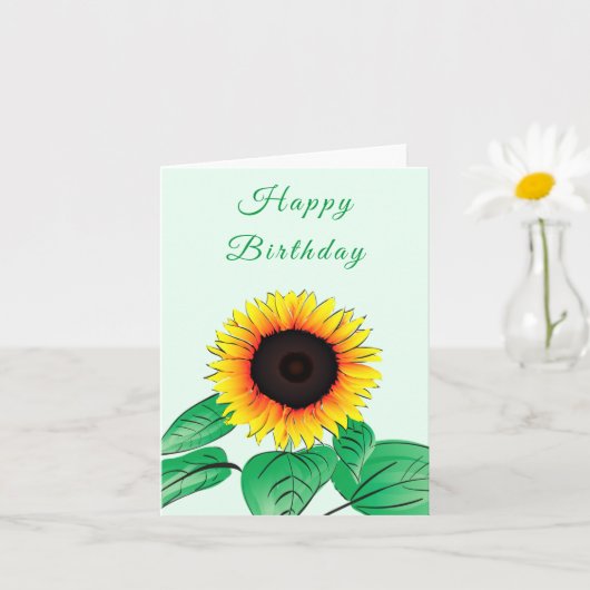 Gele Zonnebloem Verjaardag Kaart - (Kleine Plant)