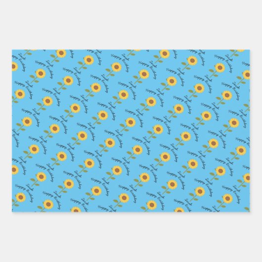 Gele zonnebloem verjaardag schattig botanisch cade inpakpapier vel (Voorkant)