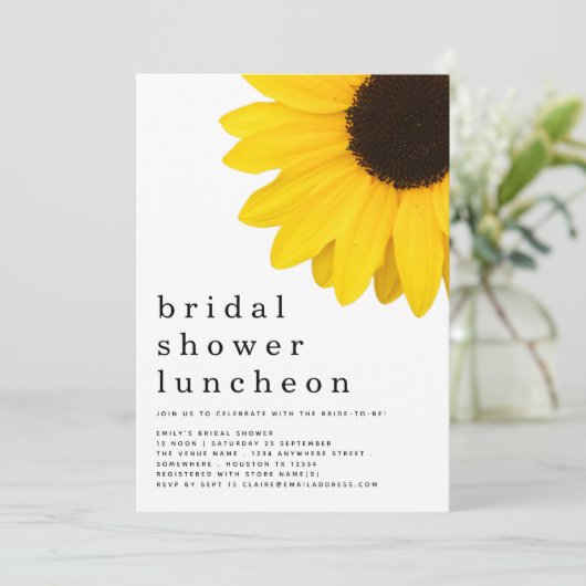 Gele zonnebloem Vrijgezellenfeest Luncheon Kaart (Staand voorkant)