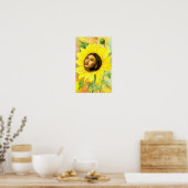 Gele Zonnebloem Vrouw Poster (Keuken)