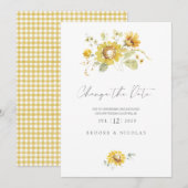 Gele Zonnebloem Watercolor Trouw Verandering Feestdagenkaart (Voorkant / Achterkant)