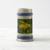 Gele zonnebloem Waterreflectie Blauwe Stein Bierpul (Center)