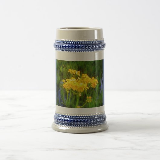 Gele zonnebloem Waterreflectie Blauwe Stein Bierpul (Center)