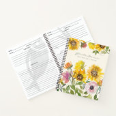 Gele zonnebloem Waterverf Aangepast recept Notitieboek (Binnen)