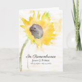 Gele Zonnebloem Waterverf Begrafenis Gevouwen Programma (Voorkant)