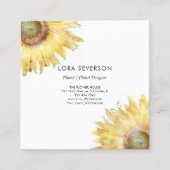Gele zonnebloem Waterverf Florist Vierkante Visitekaartje (Voorkant)