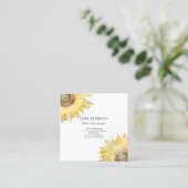 Gele zonnebloem Waterverf Florist Vierkante Visitekaartje (Staand voorkant)