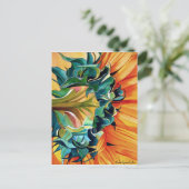 Gele zonnebloem waterverf, origineel kunstschilder briefkaart (Staand voorkant)