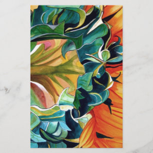 Gele zonnebloem waterverf, origineel kunstschilder briefpapier