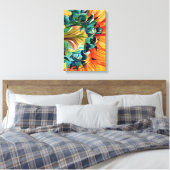 Gele zonnebloem waterverf, origineel kunstschilder canvas afdruk (Insitu (Slaapkamer))