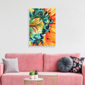 Gele zonnebloem waterverf, origineel kunstschilder canvas afdruk (Insitu (Woonkamer))