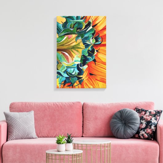 Gele zonnebloem waterverf, origineel kunstschilder canvas afdruk (Insitu (Woonkamer))