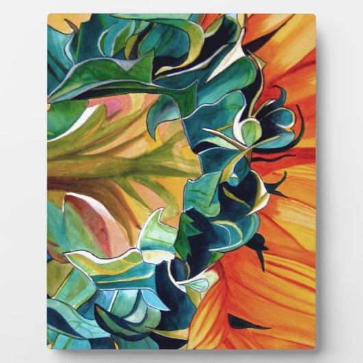 Gele zonnebloem waterverf, origineel kunstschilder fotoplaat (Voorkant)