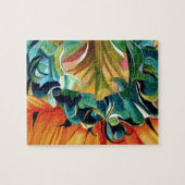 Gele zonnebloem waterverf, origineel kunstschilder legpuzzel (Horizontaal)