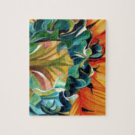 Gele zonnebloem waterverf, origineel kunstschilder legpuzzel