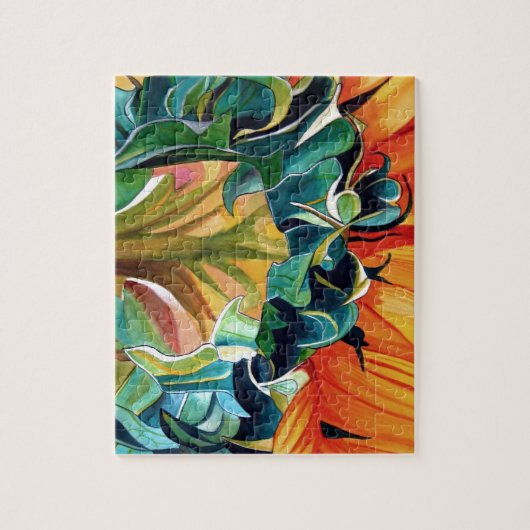 Gele zonnebloem waterverf, origineel kunstschilder legpuzzel (Verticaal)