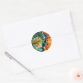 Gele zonnebloem waterverf, origineel kunstschilder ronde sticker (Envelop)