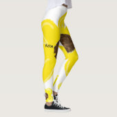 Gele zonnebloem waterverf toevoegen naamtekst leggings (Rechts)