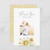 Gele Zonnebloem Waterverf Trouwfoto Bedankkaart (Voorkant / Achterkant)