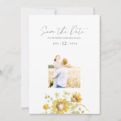 Gele Zonnebloem Waterverf Trouwfoto Save The Date (Voorkant)