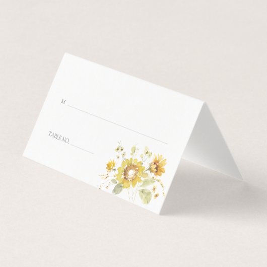 Gele Zonnebloem Waterverf Weddenschap Kaart (Voorkant)