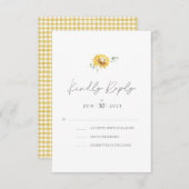 Gele Zonnebloem Waterverf Weddenschap RSVP Kaartje (Voorkant / Achterkant)