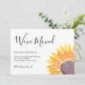 Gele zonnebloem We zijn verhuisd Aankondiging (Staand voorkant)