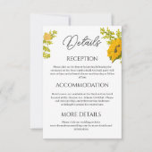 Gele Zonnebloem Wedding Details Behuizing Kaart (Voorkant)