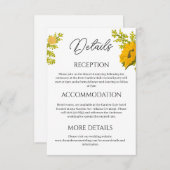 Gele Zonnebloem Wedding Details Behuizing Kaart (Voorkant / Achterkant)