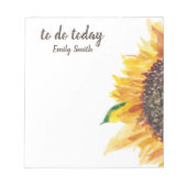 Gele Zonnebloem Wit Te Doen Vandaag Notitieblok (Voorkant)