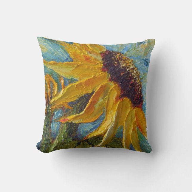 Gele Zonnebloem Worp Kussen (Voorkant)