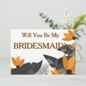 Gele Zonnebloem... zal je mijn Bridesmaid-uitnodig Kaart (Staand voorkant)