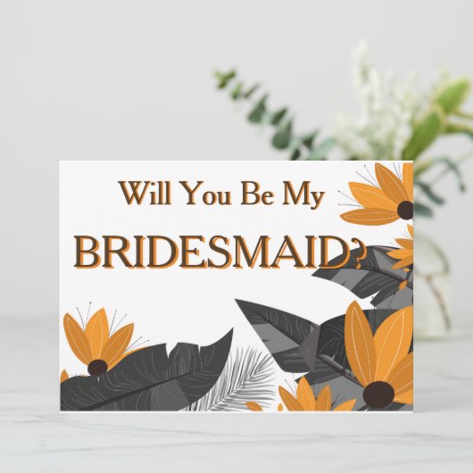 Gele Zonnebloem... zal je mijn Bridesmaid-uitnodig Kaart (Staand voorkant)