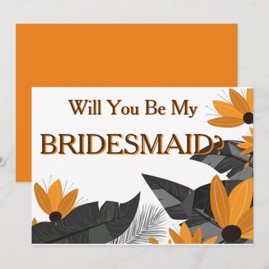 Gele Zonnebloem... zal je mijn Bridesmaid-uitnodig Kaart (Voorkant / Achterkant)