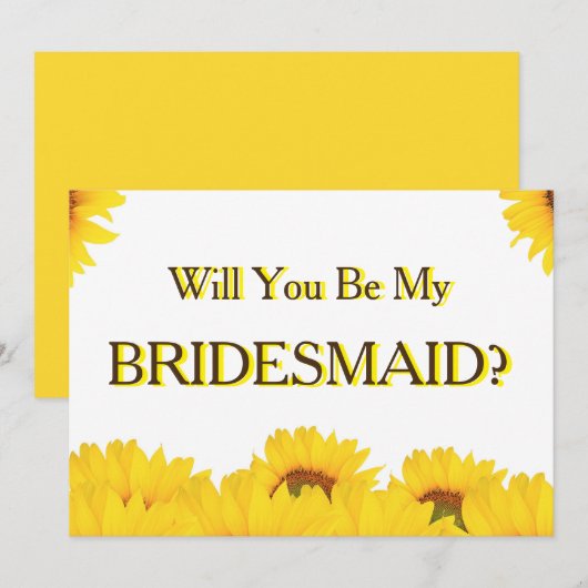 Gele zonnebloem zal je mijn bruidsmeisje zijn kaart (Voorkant / Achterkant)