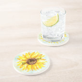 Gele zonnebloem zandsteen onderzetter (Zijkant)