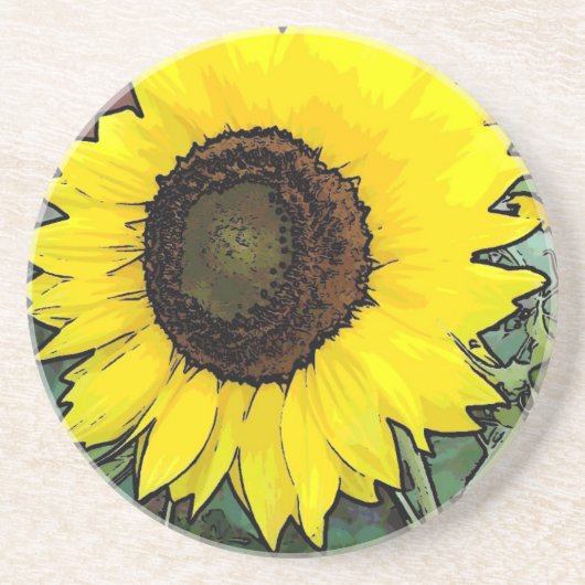 Gele zonnebloem zandsteen onderzetter (Voorkant)