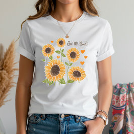Gele zonnebloem Zie de goede citaat inspiratie T-shirt