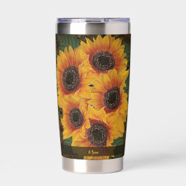 Gele Zonnebloem Ziel Geïsoleerde Drinkbeker