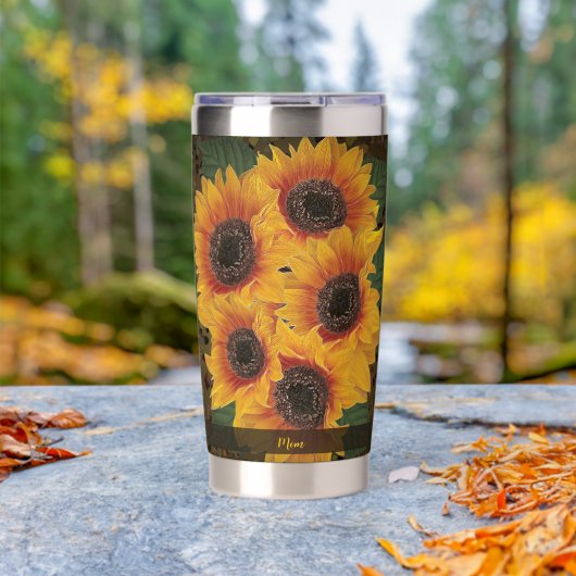 Gele Zonnebloem Ziel Geïsoleerde Drinkbeker (Buiten (Gedraaid) )