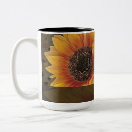 Gele Zonnebloem Ziel Moeder Tweekleurige Koffiemok