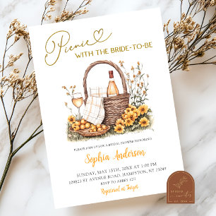 Gele Zonnebloem Zomer Picknick Vrijgezellenfeest Kaart